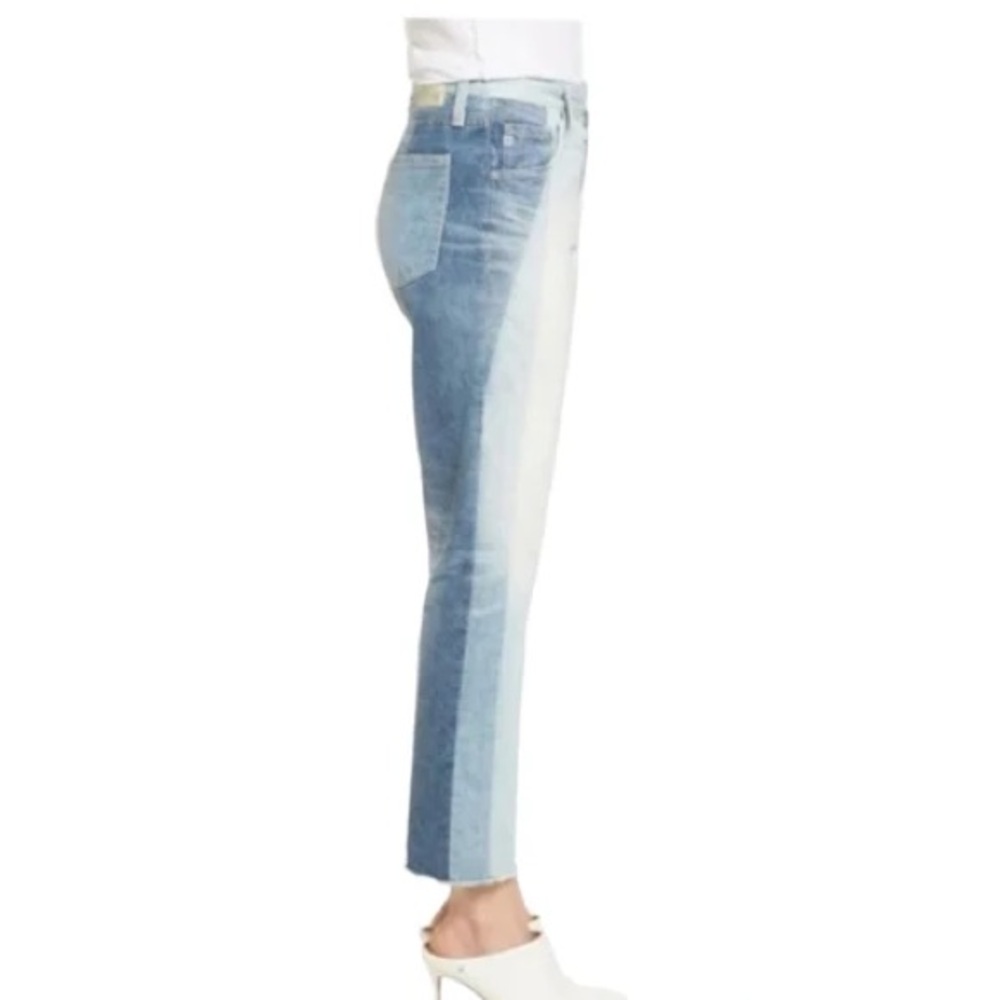 Ag Patchwork Two-Tone Light Blue Straight Jeans - image 5